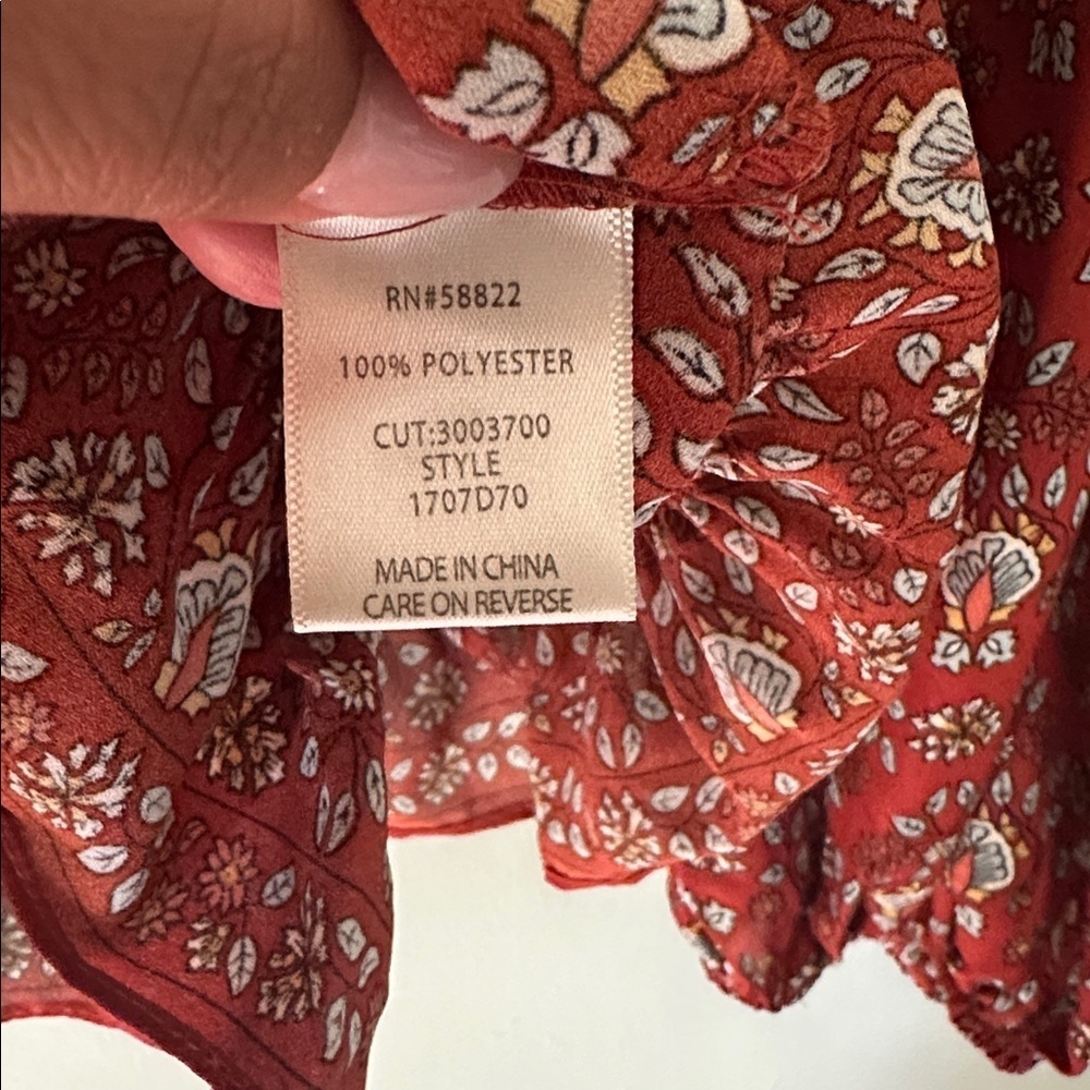 Max Studio Burgundy Floral Blouse - Picture 3 of 11